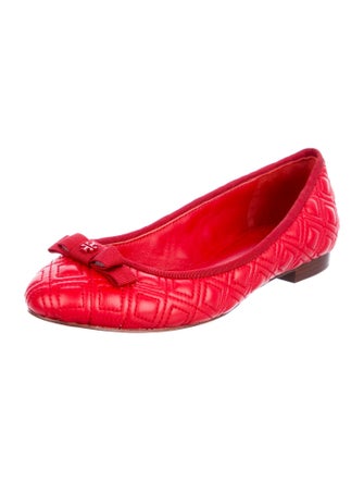 Tory Burch Leather Bow Accents Ballet Flats