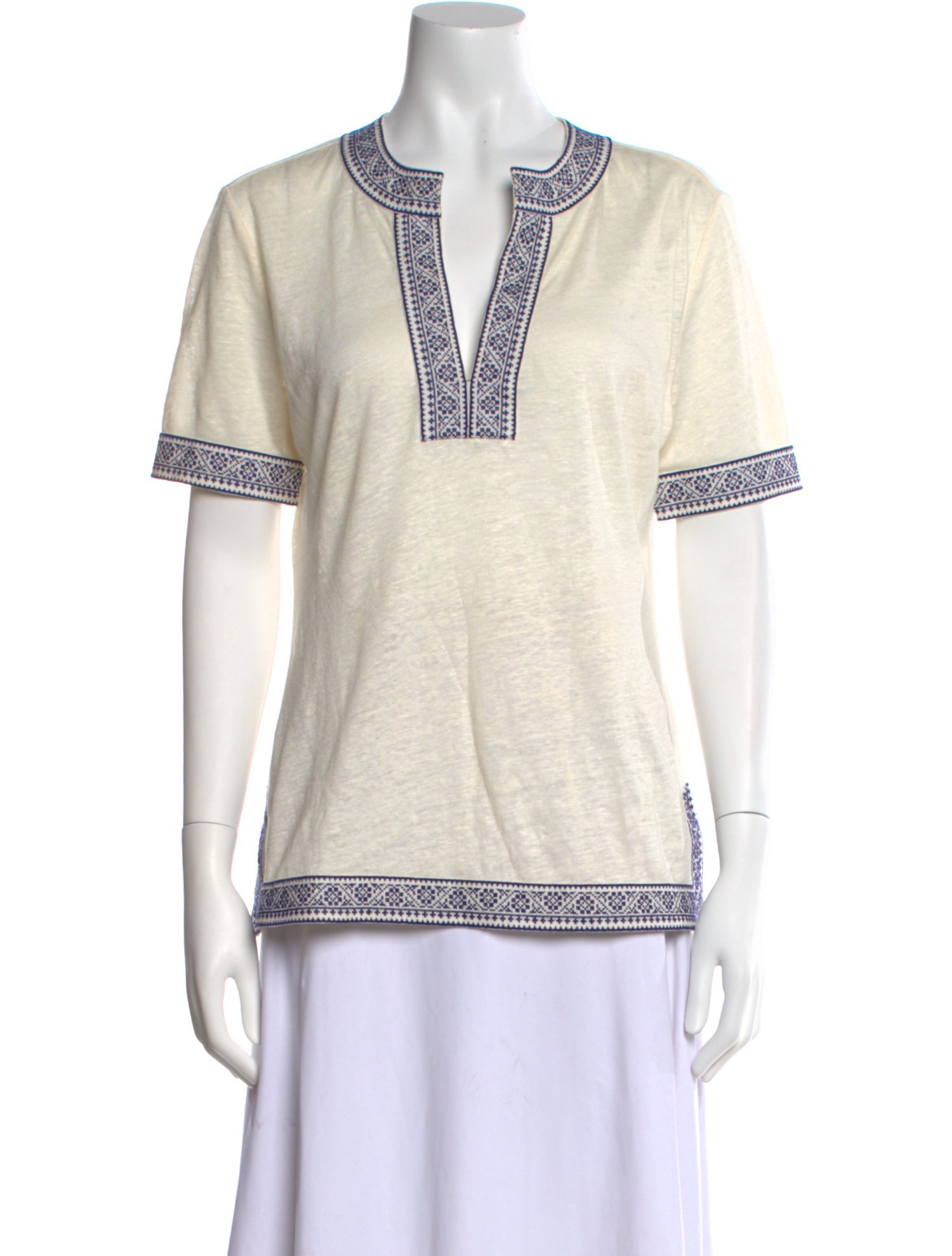 Tory Burch Linen V-Neck Top