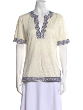 Tory Burch Linen V-Neck Top