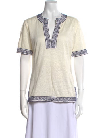Tory Burch Tops Linen V-Neck Top S
