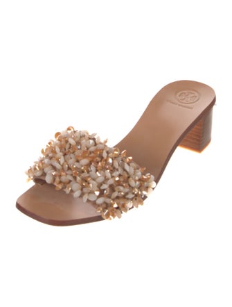 Tory Burch Leather Beaded Accents Slides