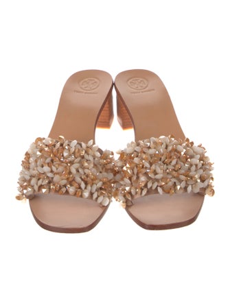 Tory Burch Leather Beaded Accents Slides