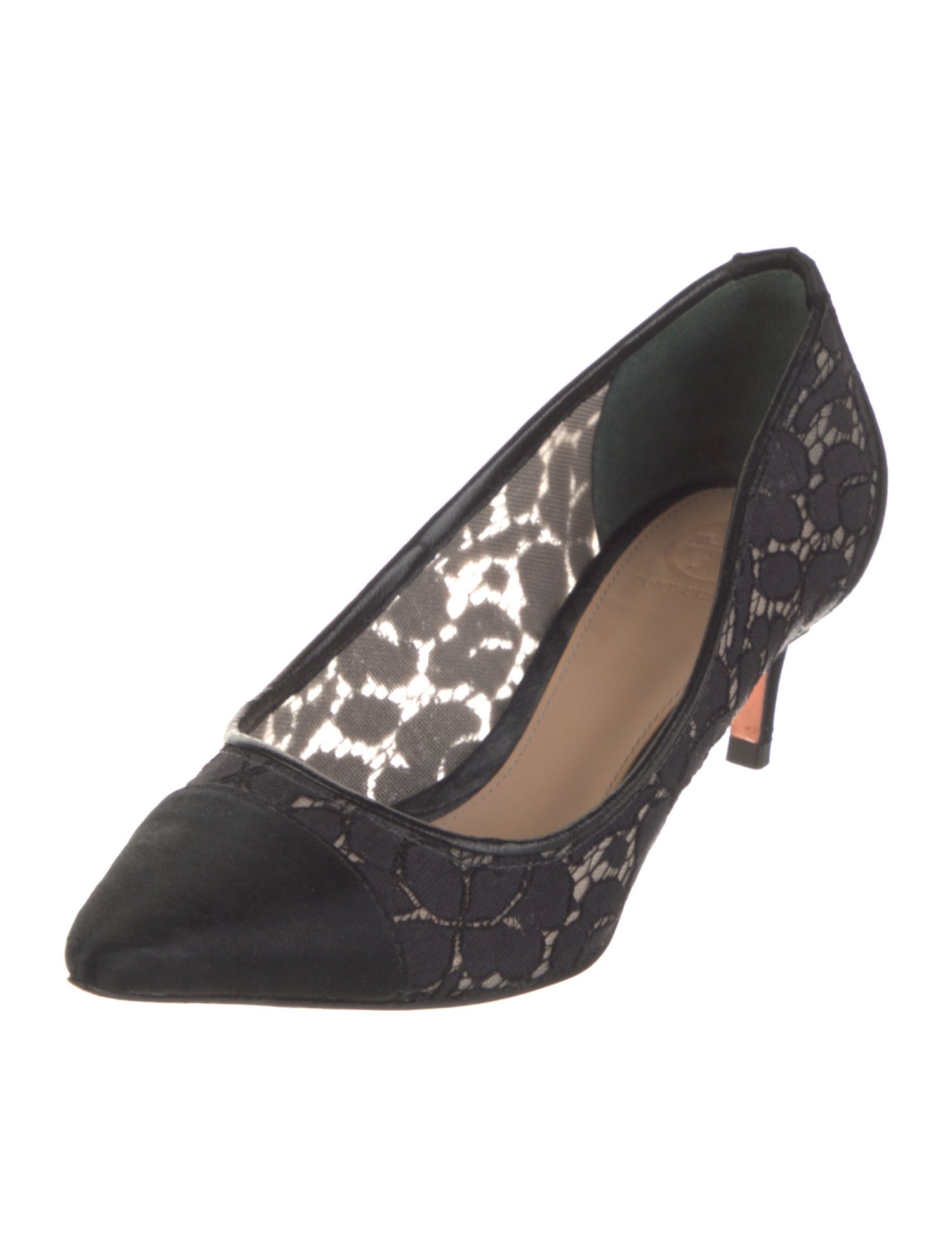 Tory Burch Lace Pattern Lace Trim Embellishment Pumps
