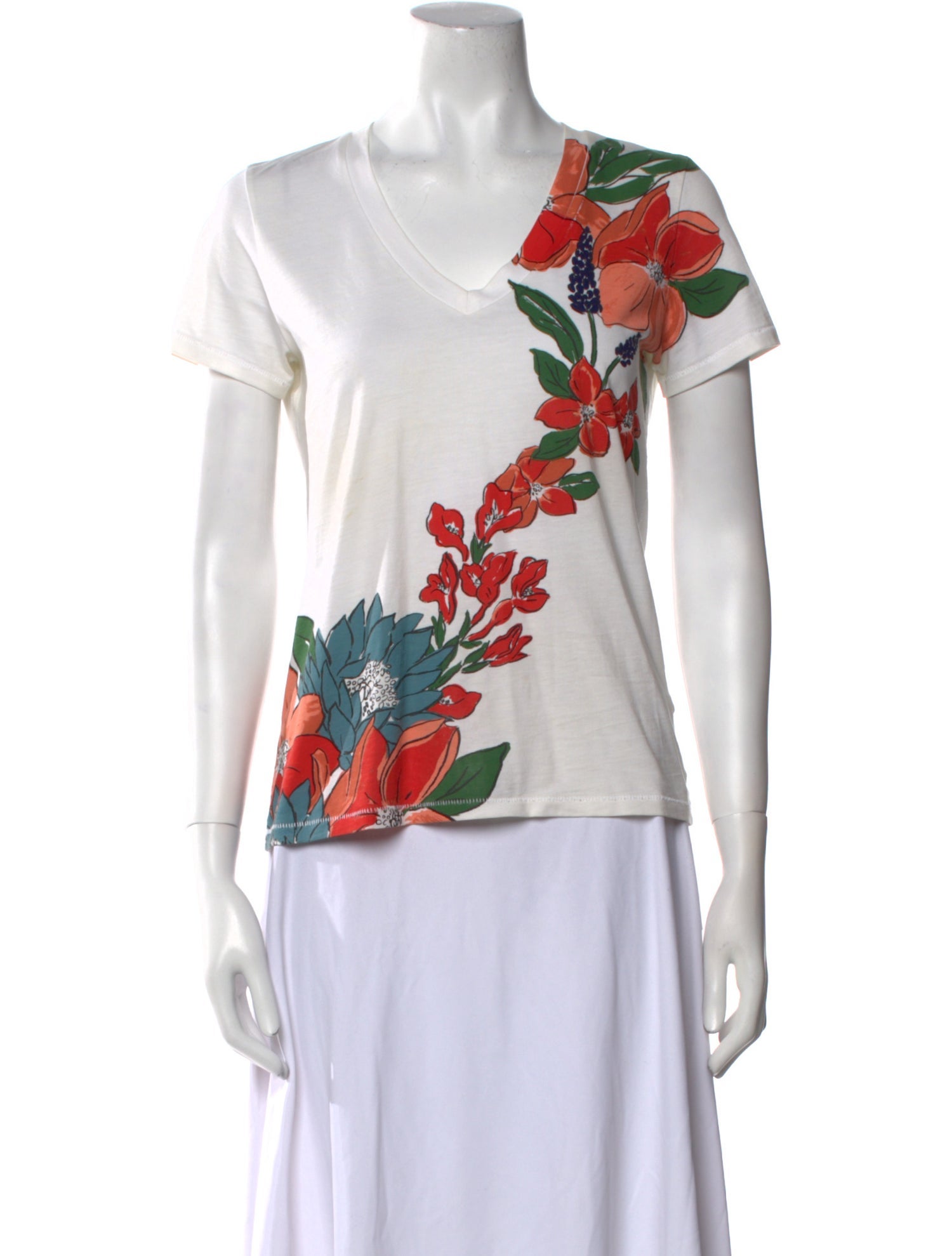 Tory Burch Printed V-Neck T-Shirt