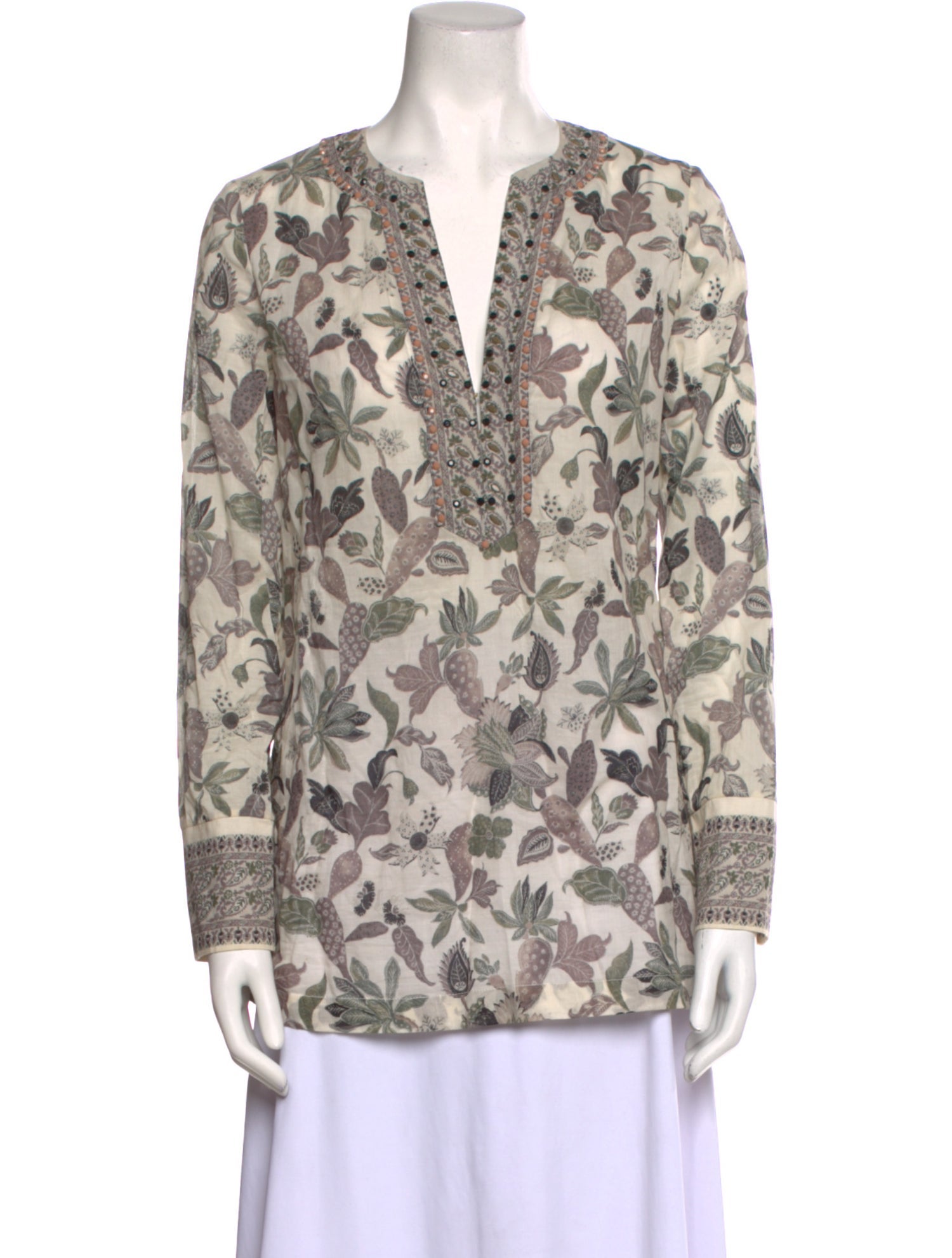 Tory Burch Printed V-Neck Blouse