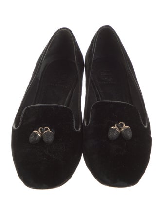 Tory Burch Velvet Crystal Embellishments Loafers