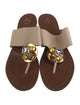 Tory Burch Leather Crystal Embellishments Slides