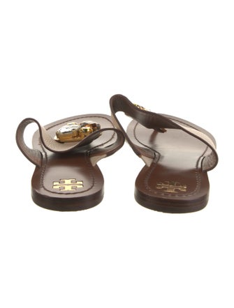 Tory Burch Leather Crystal Embellishments Slides