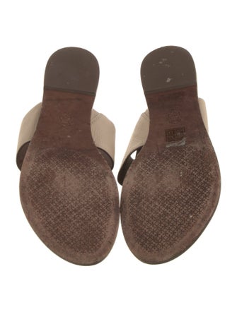 Tory Burch Leather Crystal Embellishments Slides