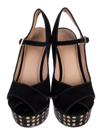 Tory Burch Suede Polka Dot Print Slingback Pumps