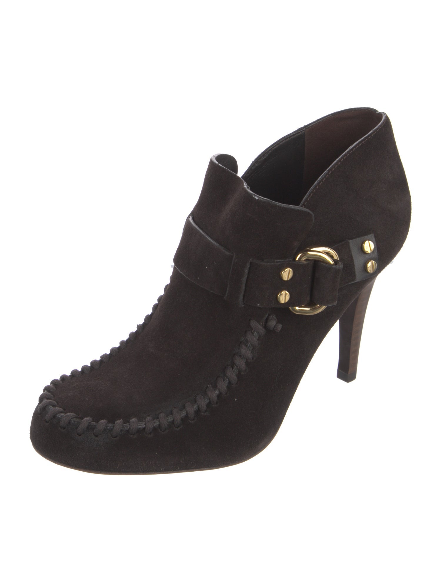 Tory Burch Suede Whipstitch Trim Lace-Up Boots