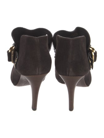 Tory Burch Suede Whipstitch Trim Lace-Up Boots