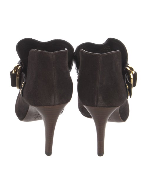 Tory Burch Suede Whipstitch Trim Lace-Up Boots