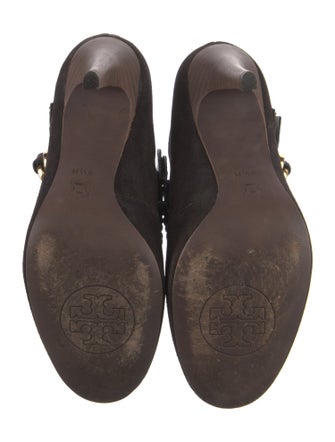 Tory Burch Suede Whipstitch Trim Lace-Up Boots