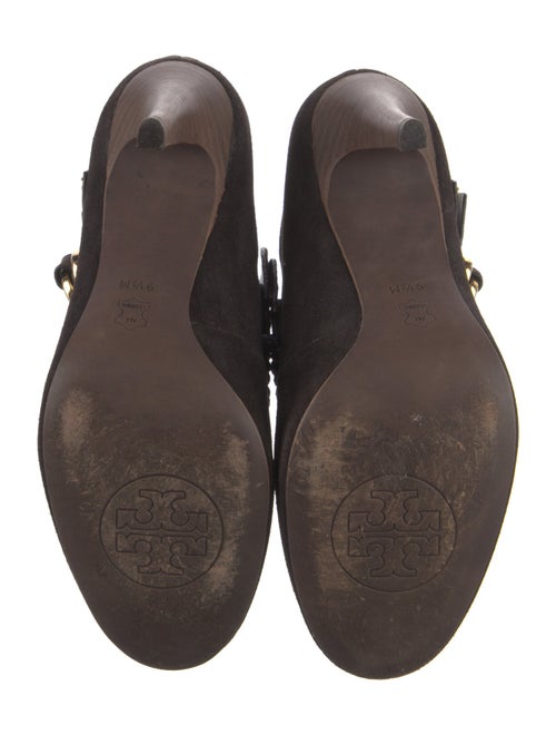 Tory Burch Suede Whipstitch Trim Lace-Up Boots