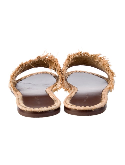 Tory Burch Straw Fringe Trim Accent Slides