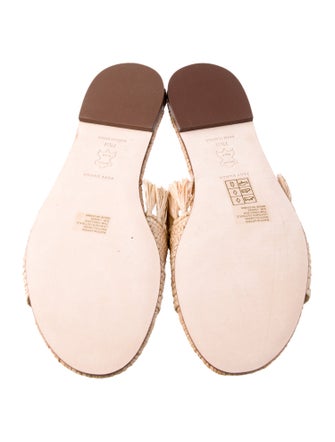 Tory Burch Straw Fringe Trim Accent Slides