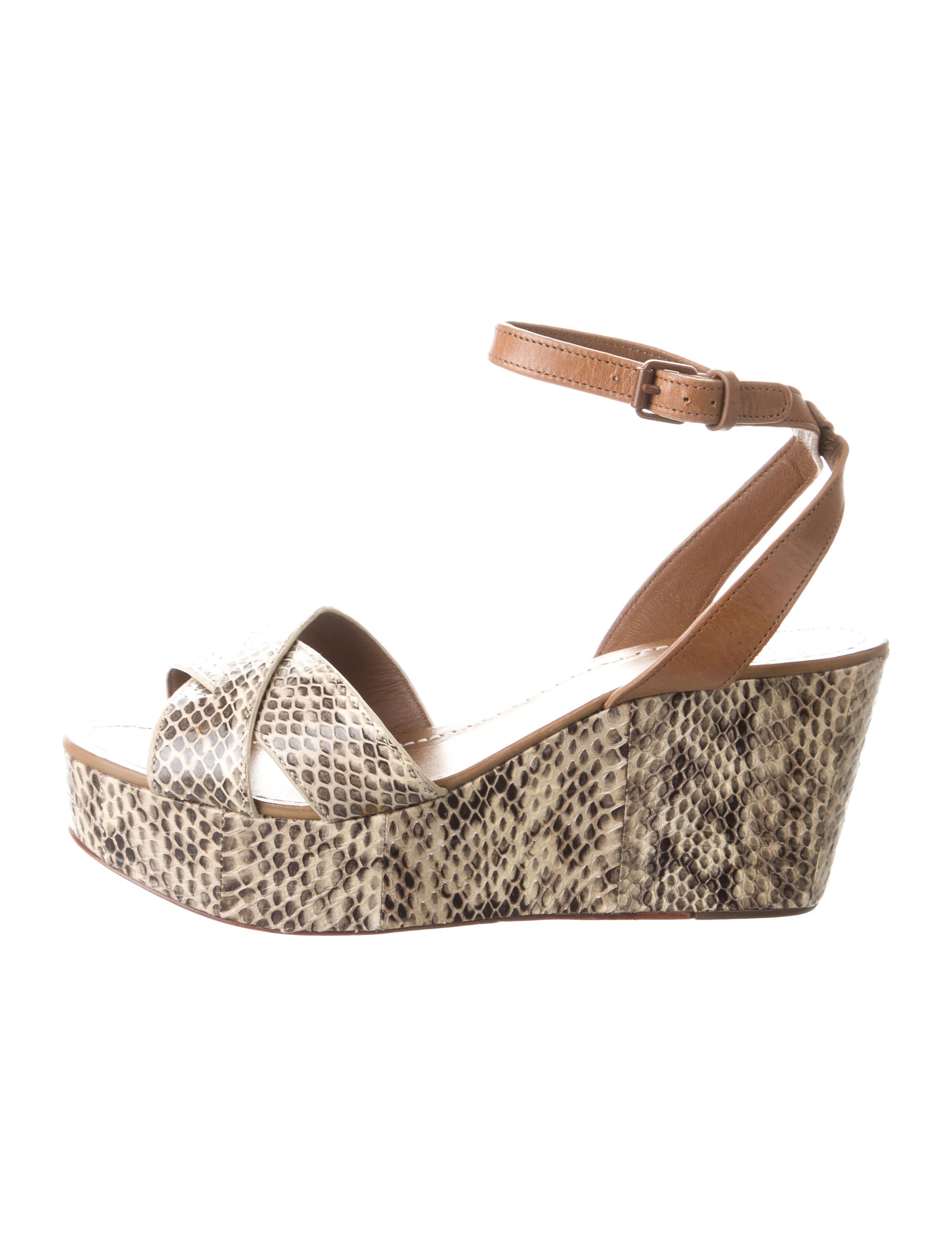 Tory Burch Embossed Leather Animal Print Sandals