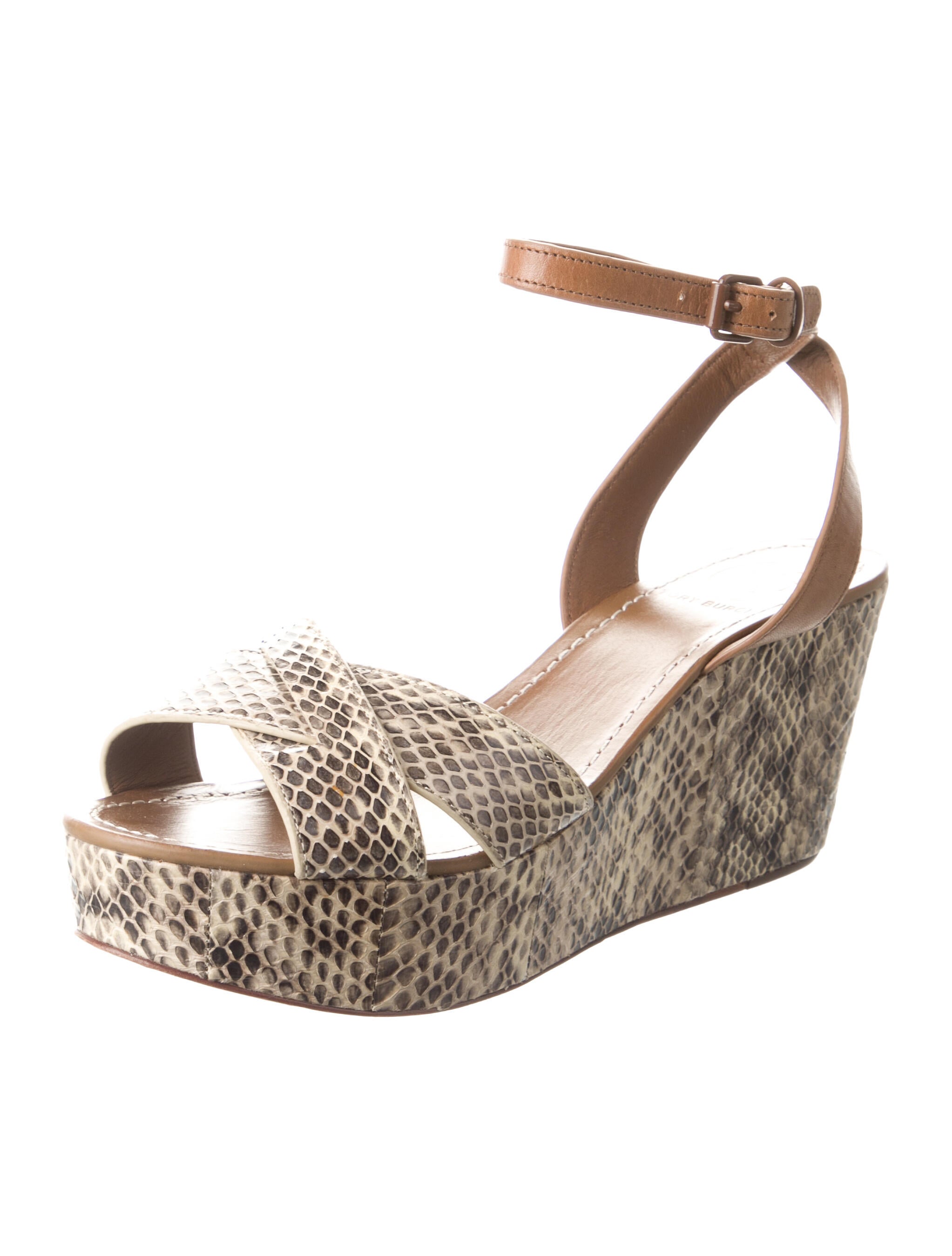 Tory Burch Embossed Leather Animal Print Sandals