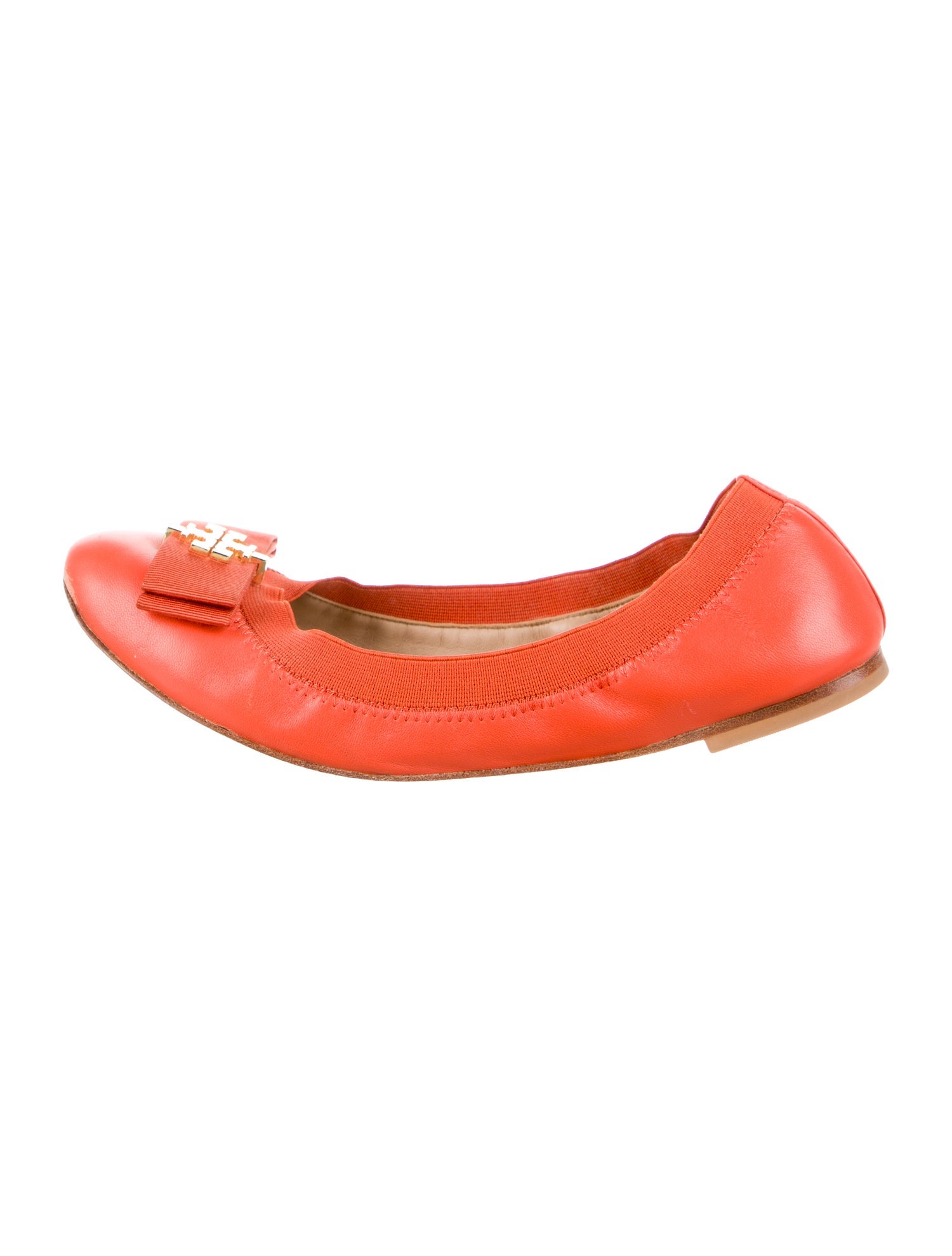Tory Burch Leather Grosgrain Trim Ballet Flats