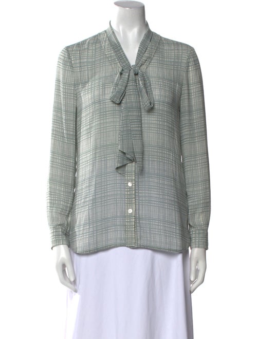 Tory Burch Plaid Print V-Neck Button-Up Top