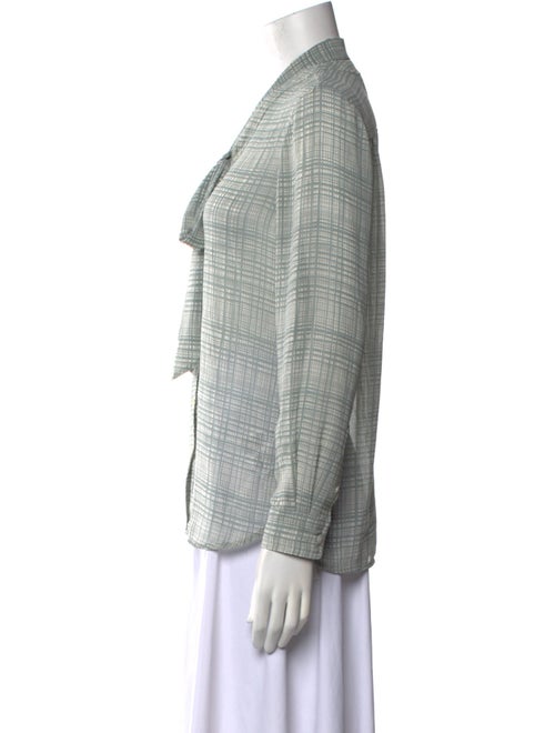 Tory Burch Plaid Print V-Neck Button-Up Top