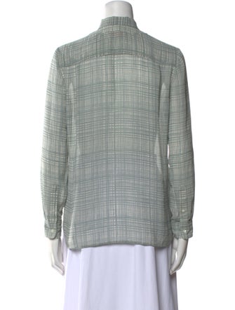 Tory Burch Plaid Print V-Neck Button-Up Top