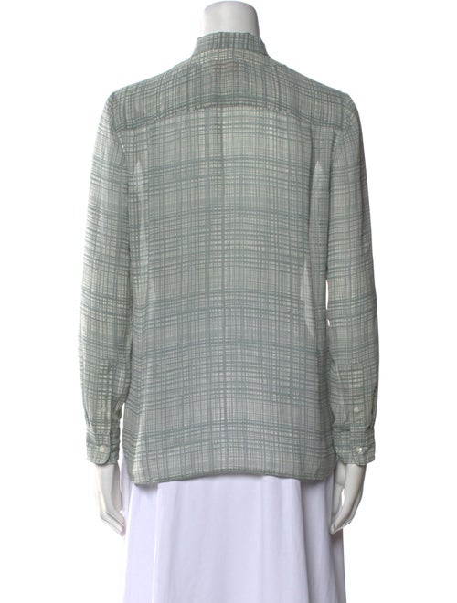 Tory Burch Plaid Print V-Neck Button-Up Top