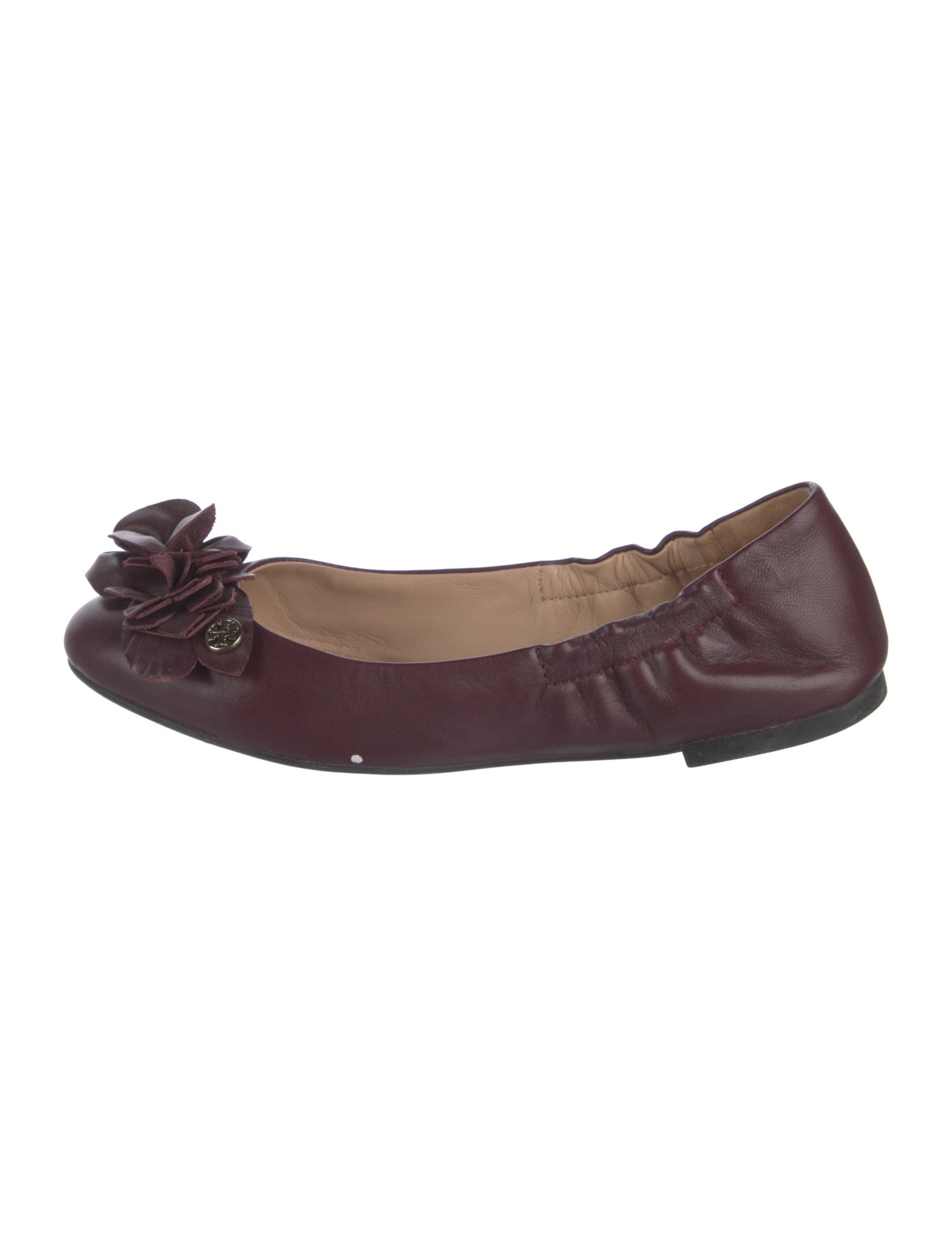 Tory Burch Leather Floral Print Ballet Flats