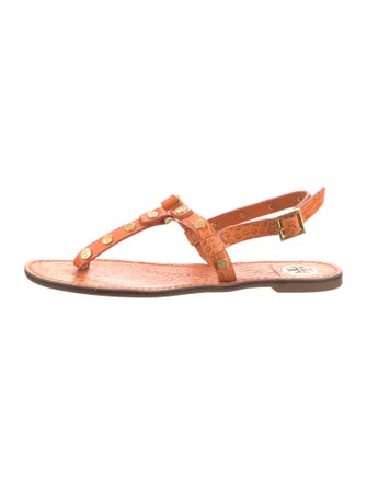 Tory Burch Crocodile Floral Print T-Strap Sandals