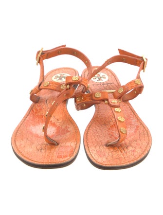 Tory Burch Crocodile Floral Print T-Strap Sandals