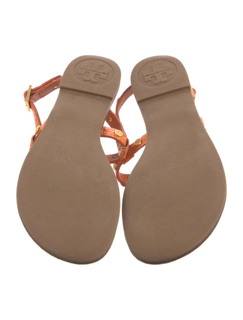 Tory Burch Crocodile Floral Print T-Strap Sandals