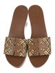 Tory Burch Signature Logo Straw Slides
