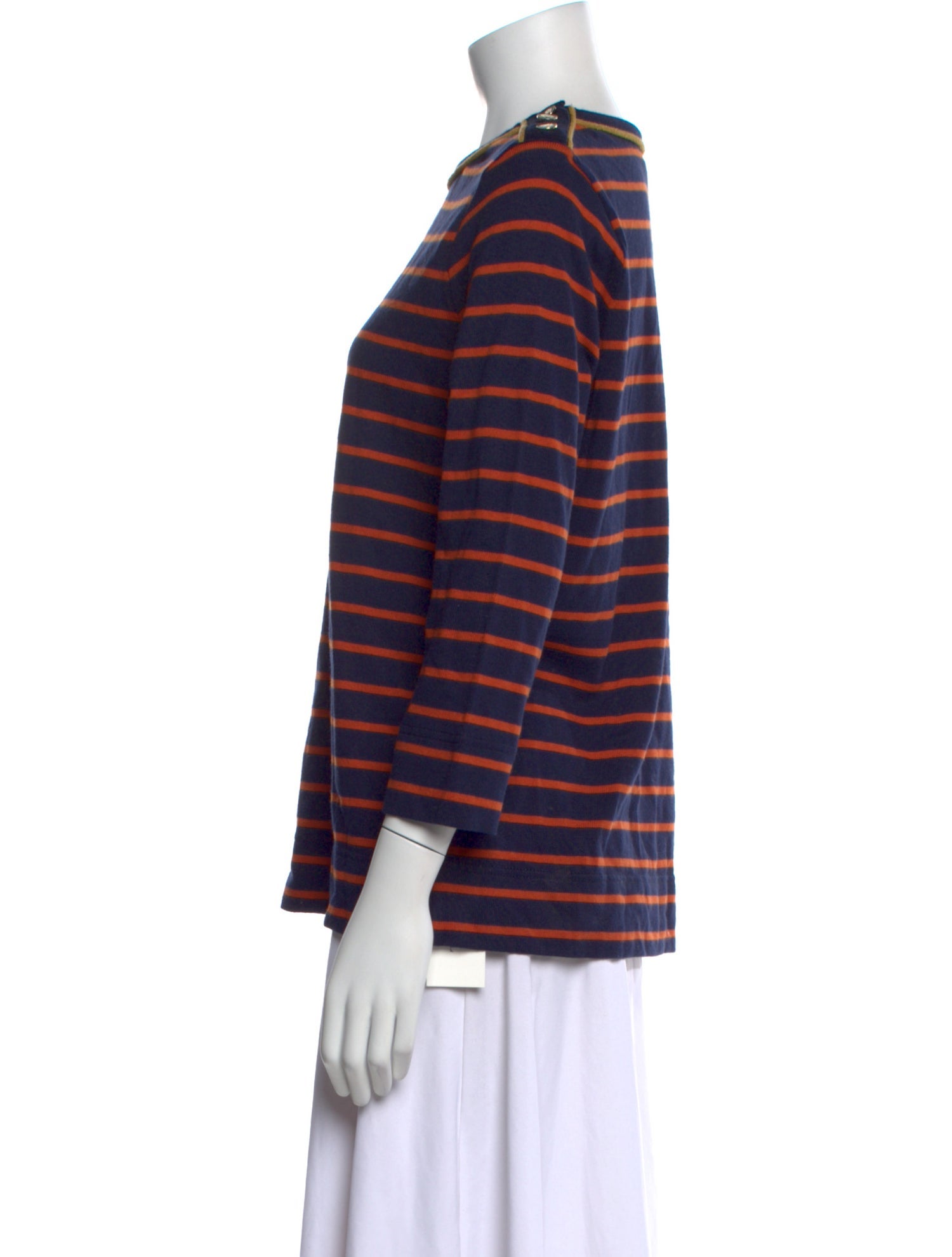 Tory Burch Striped Bateau Neckline Sweater