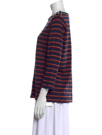 Tory Burch Striped Bateau Neckline Sweater