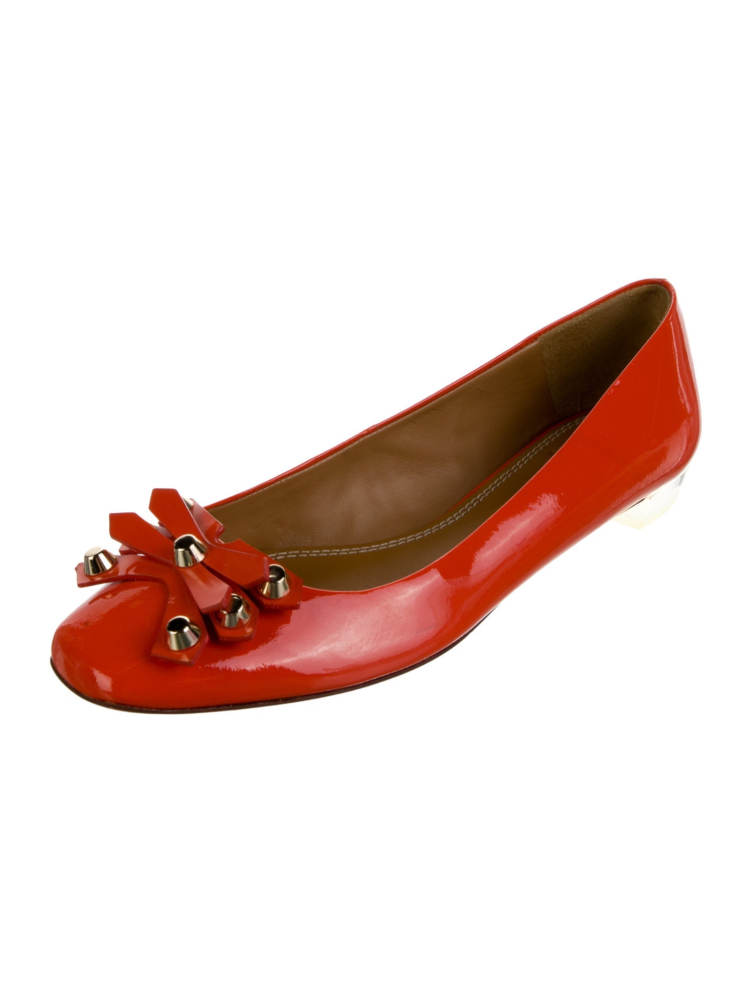 Tory Burch Patent Leather Studded Accents Ballet Flats