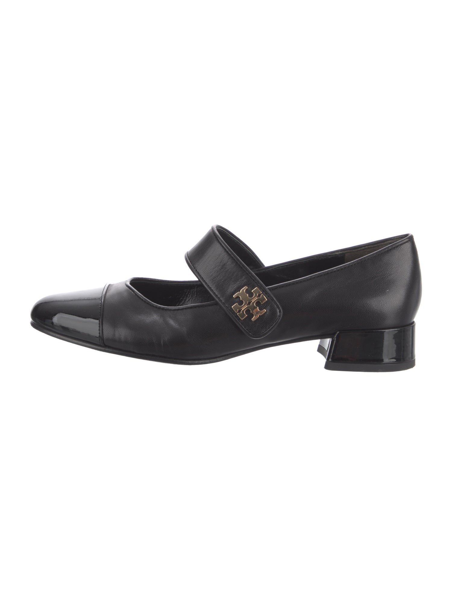 Tory Burch Leather Chain-Link Accents Mary Jane Flats