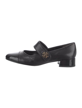 Tory Burch Leather Chain-Link Accents Mary Jane Flats