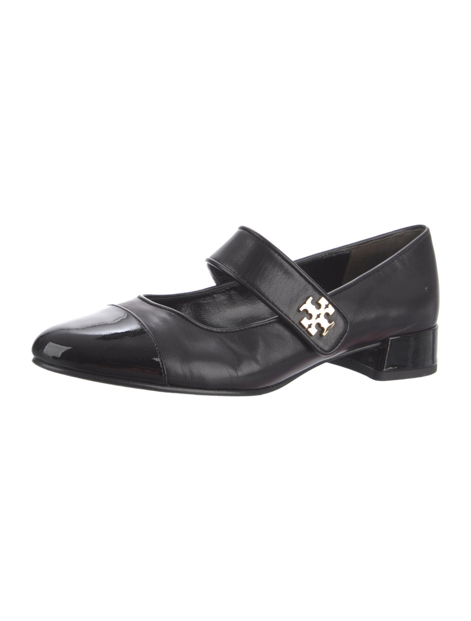 Tory Burch Leather Chain-Link Accents Mary Jane Flats