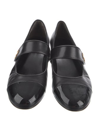 Tory Burch Leather Chain-Link Accents Mary Jane Flats