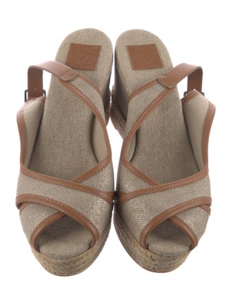 Tory Burch Leather Tweed Pattern Slingback Pumps