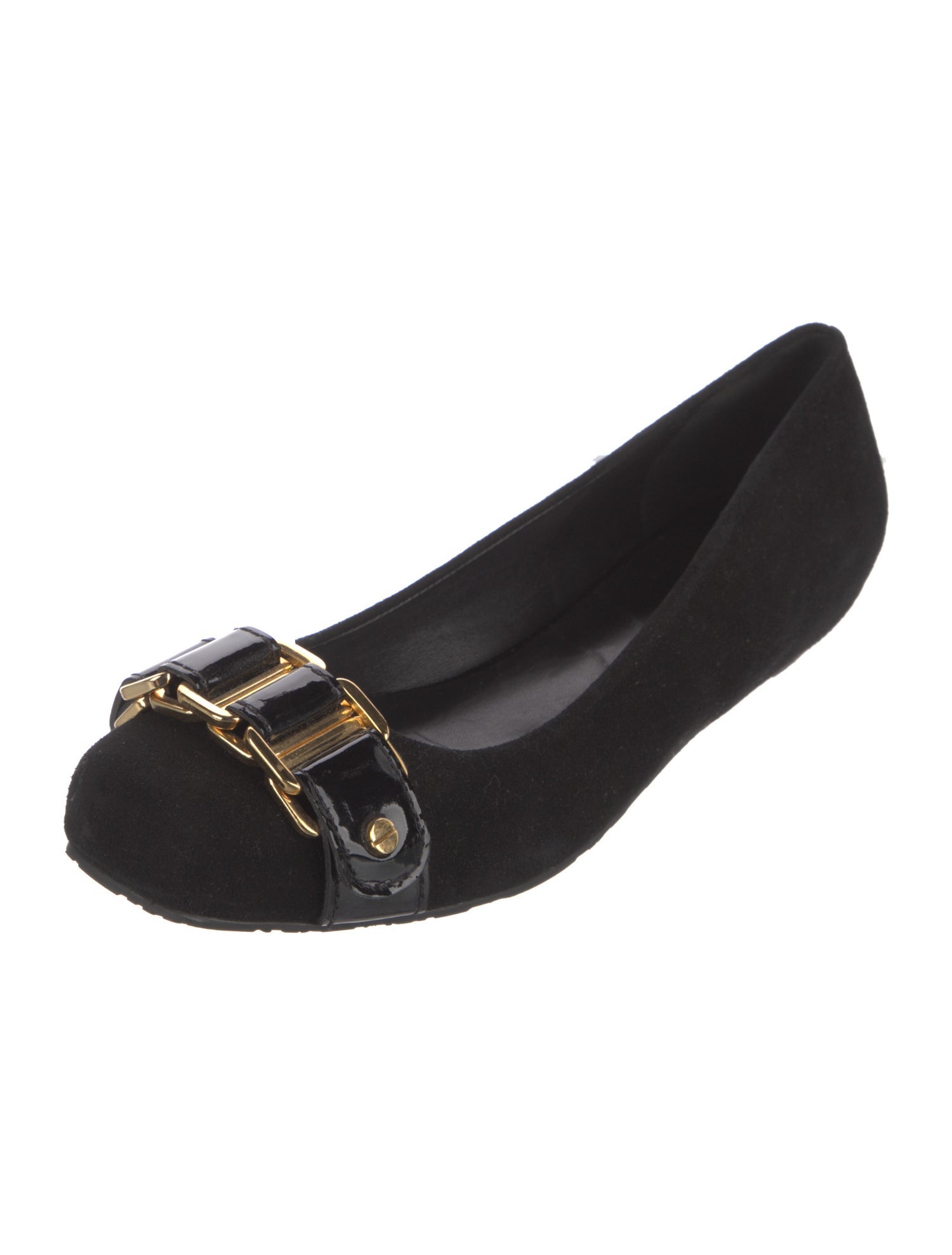 Tory Burch Suede Chain-Link Accents Ballet Flats