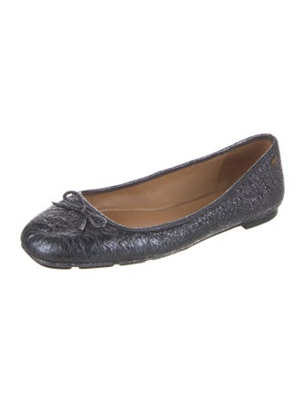 Tory Burch Leather Bow Accents Ballet Flats