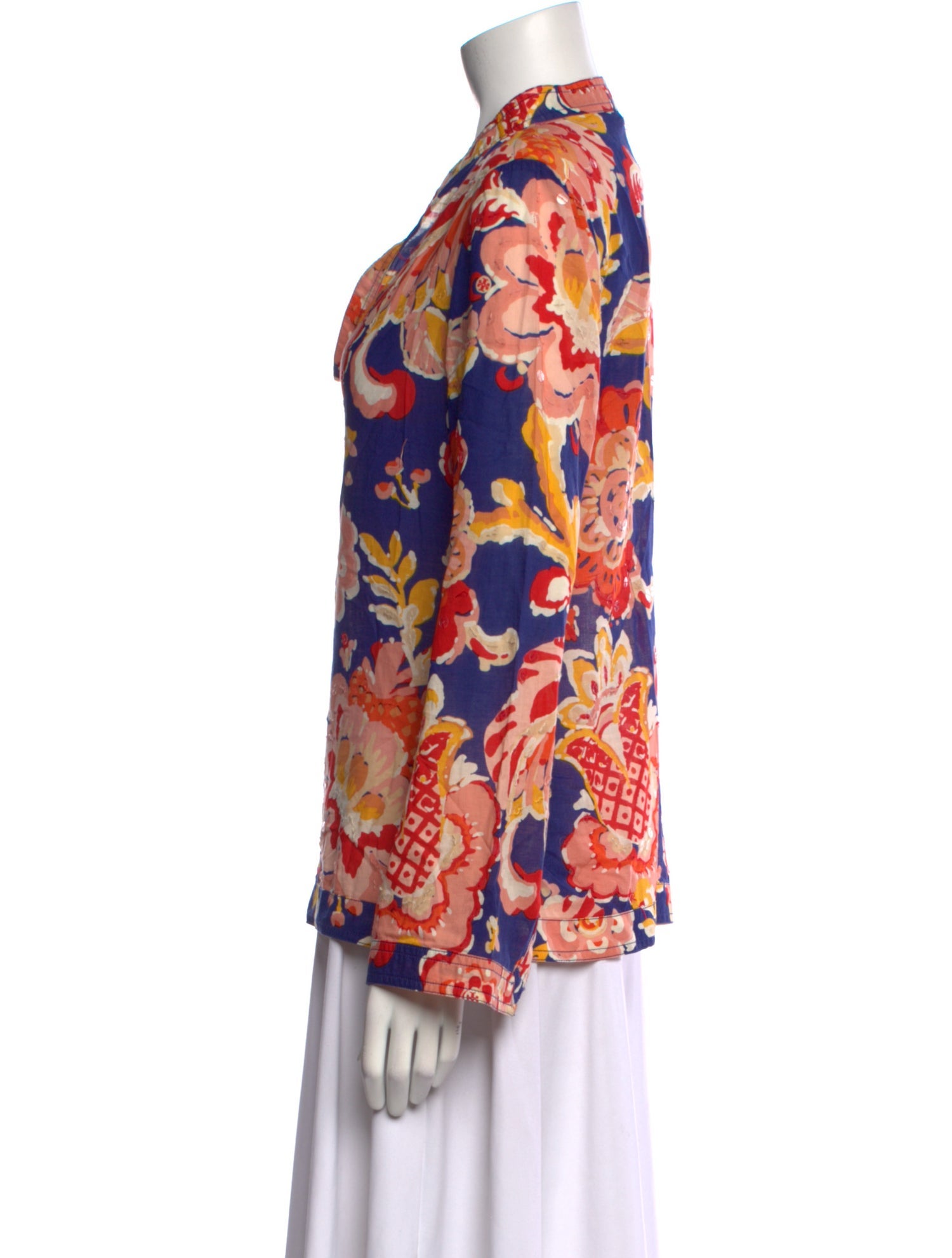 Tory Burch Floral Print V-Neck Blouse