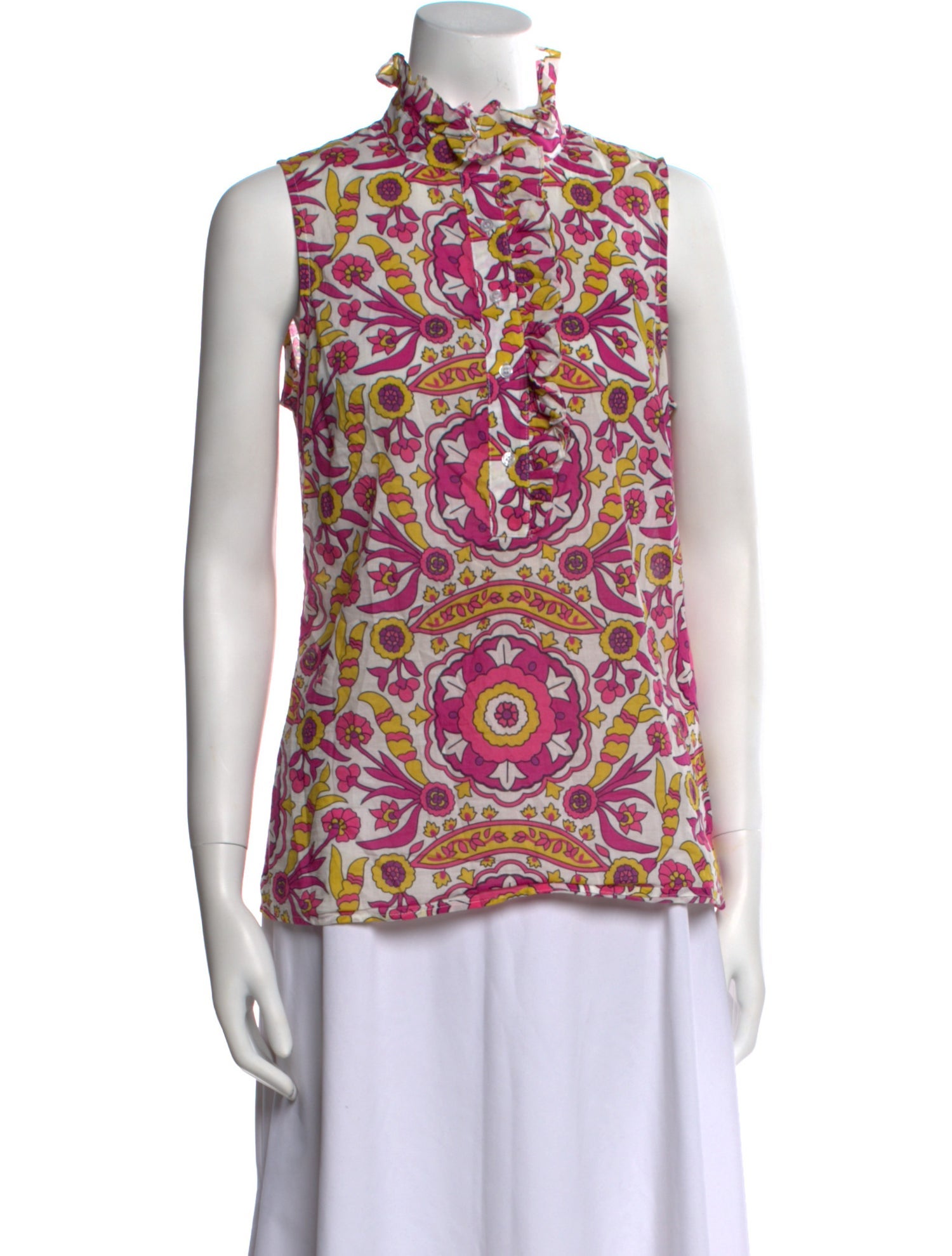 Tory Burch Printed Mock Neck Blouse