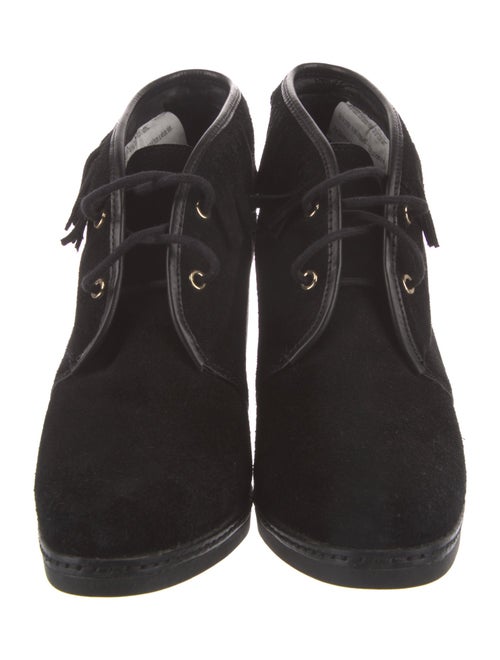 Tory Burch Suede Fringe Trim Accent Lace-Up Boots