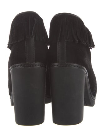 Tory Burch Suede Fringe Trim Accent Lace-Up Boots