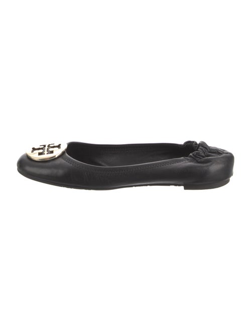 Tory Burch Leather Ruffle Embellishment Ballet Flats
