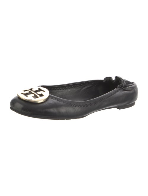 Tory Burch Leather Ruffle Embellishment Ballet Flats
