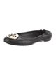 Tory Burch Leather Ruffle Embellishment Ballet Flats
